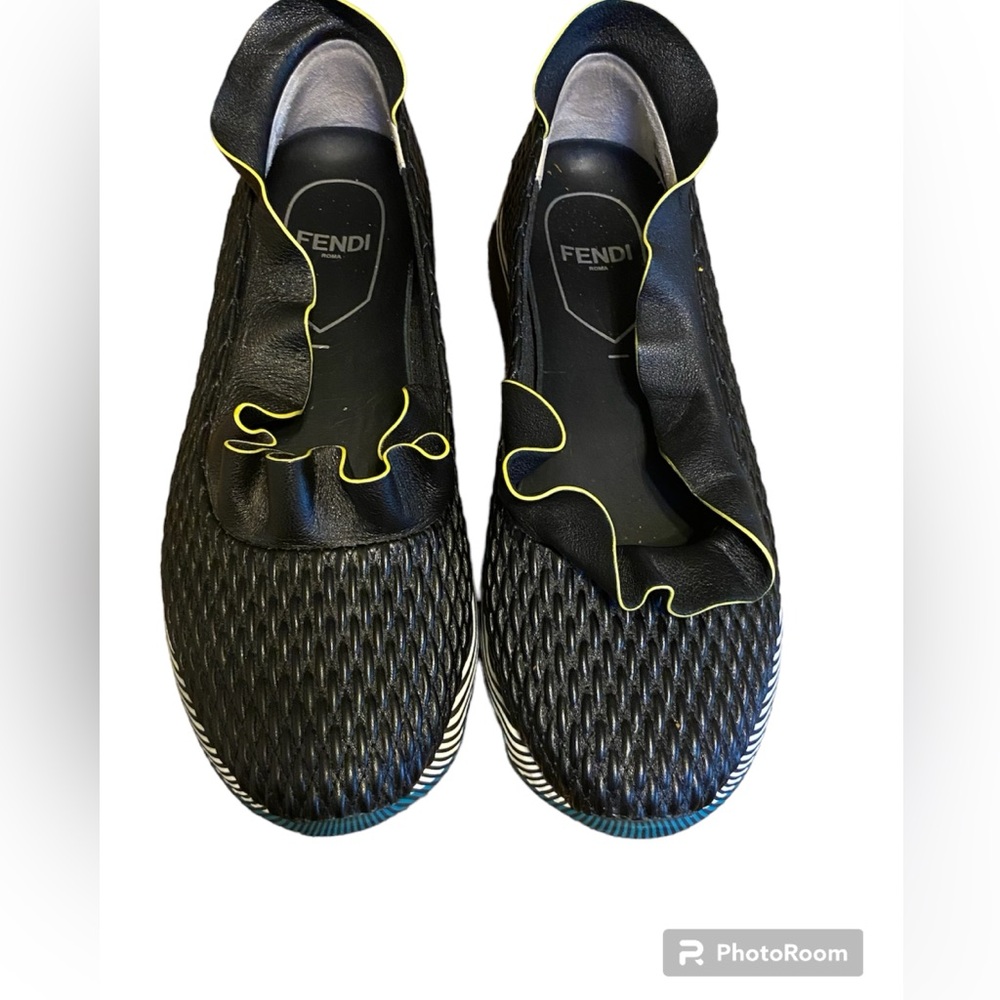Fendi Leather Ruffled Sneakers